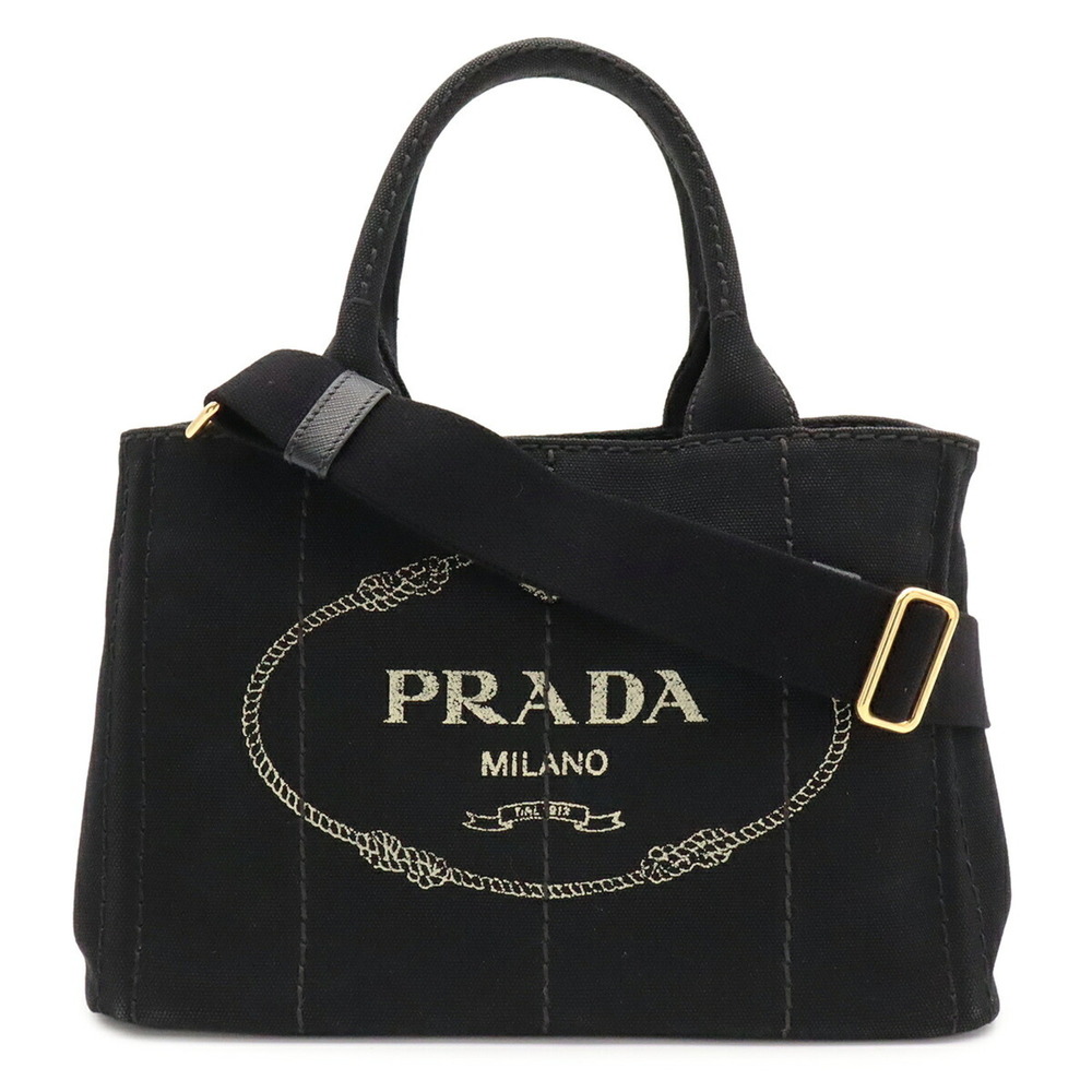 PRADA Canapa Tote Bag, Handbag, Shoulder Canvas, NERO Black, B2439G